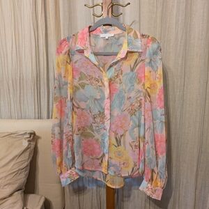 Olivaceous Pastel Floral Blouse